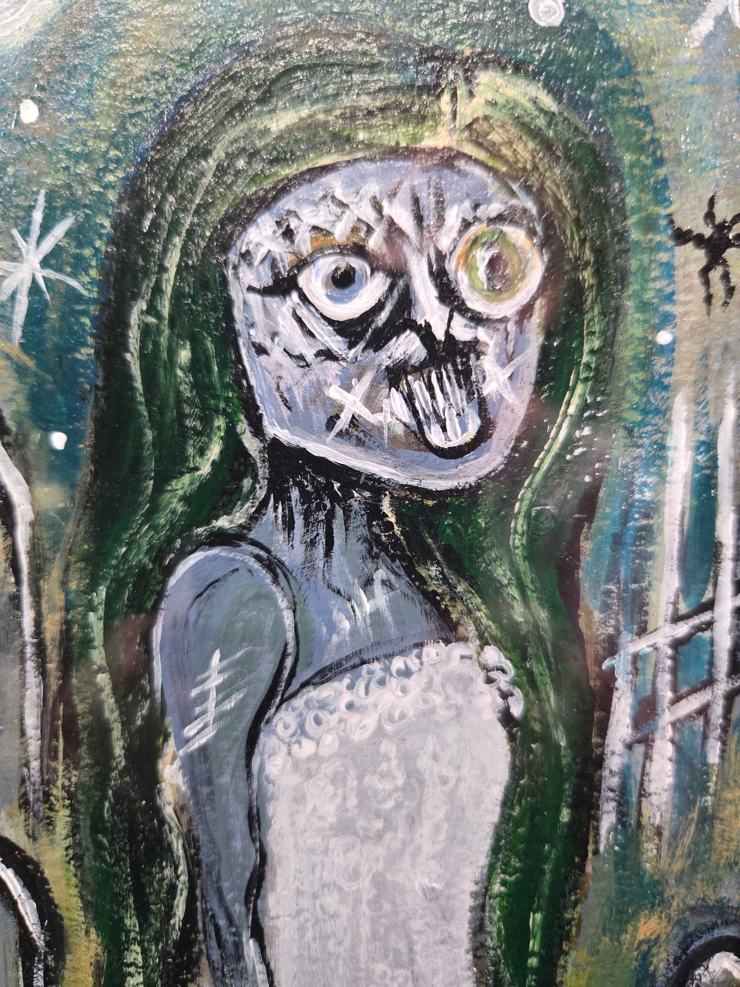 Framed miniature acrylic painting on heavy weight paper 9×8